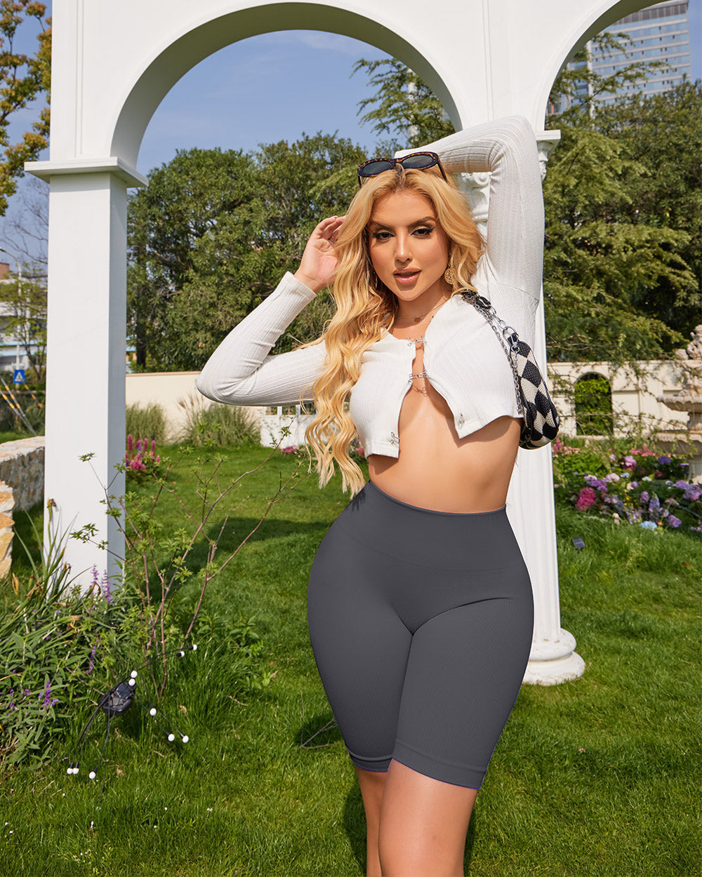 High Waisted Ribbed Seamless Tummy Control Shorts