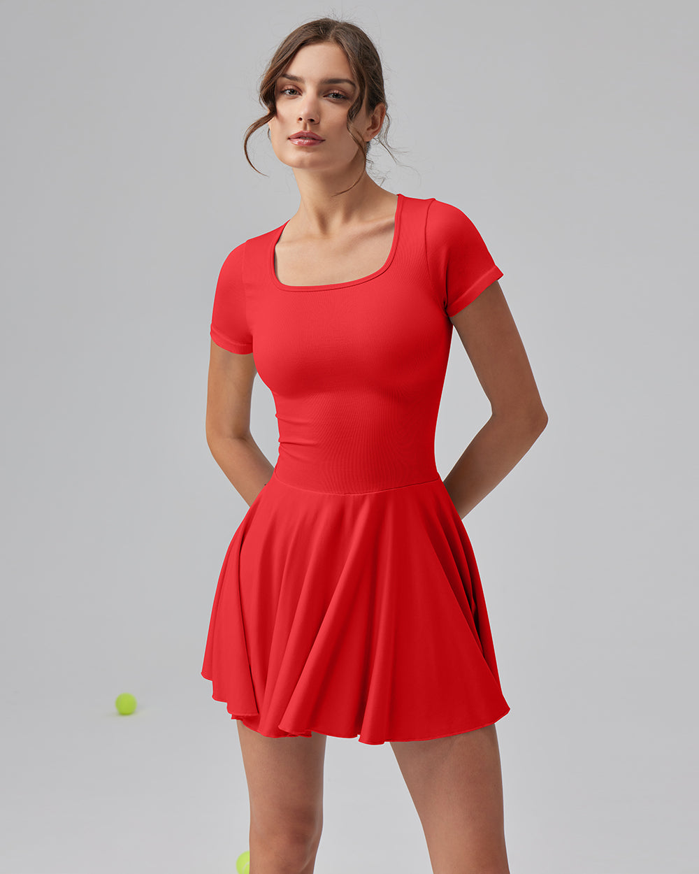 Ruffle Hem Short Sleeve with Shorts Dresses