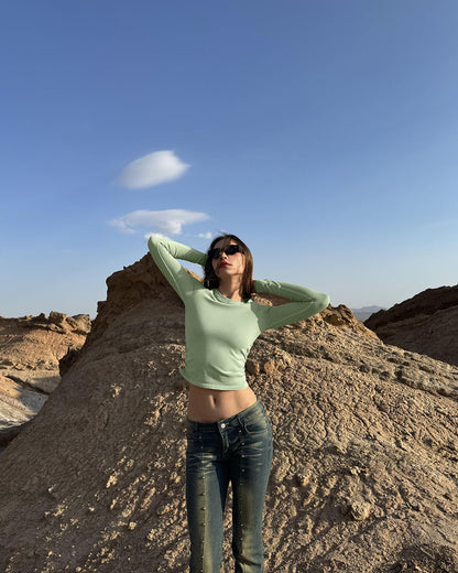 Crew Neck Ruched Stretch Fitted Tee Shirts Tops