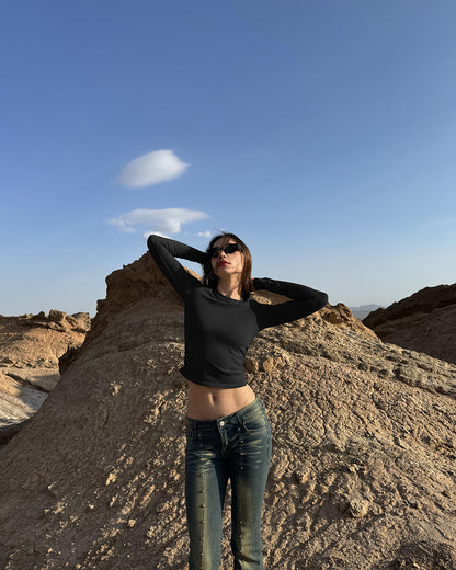 Crew Neck Ruched Stretch Fitted Tee Shirts Tops