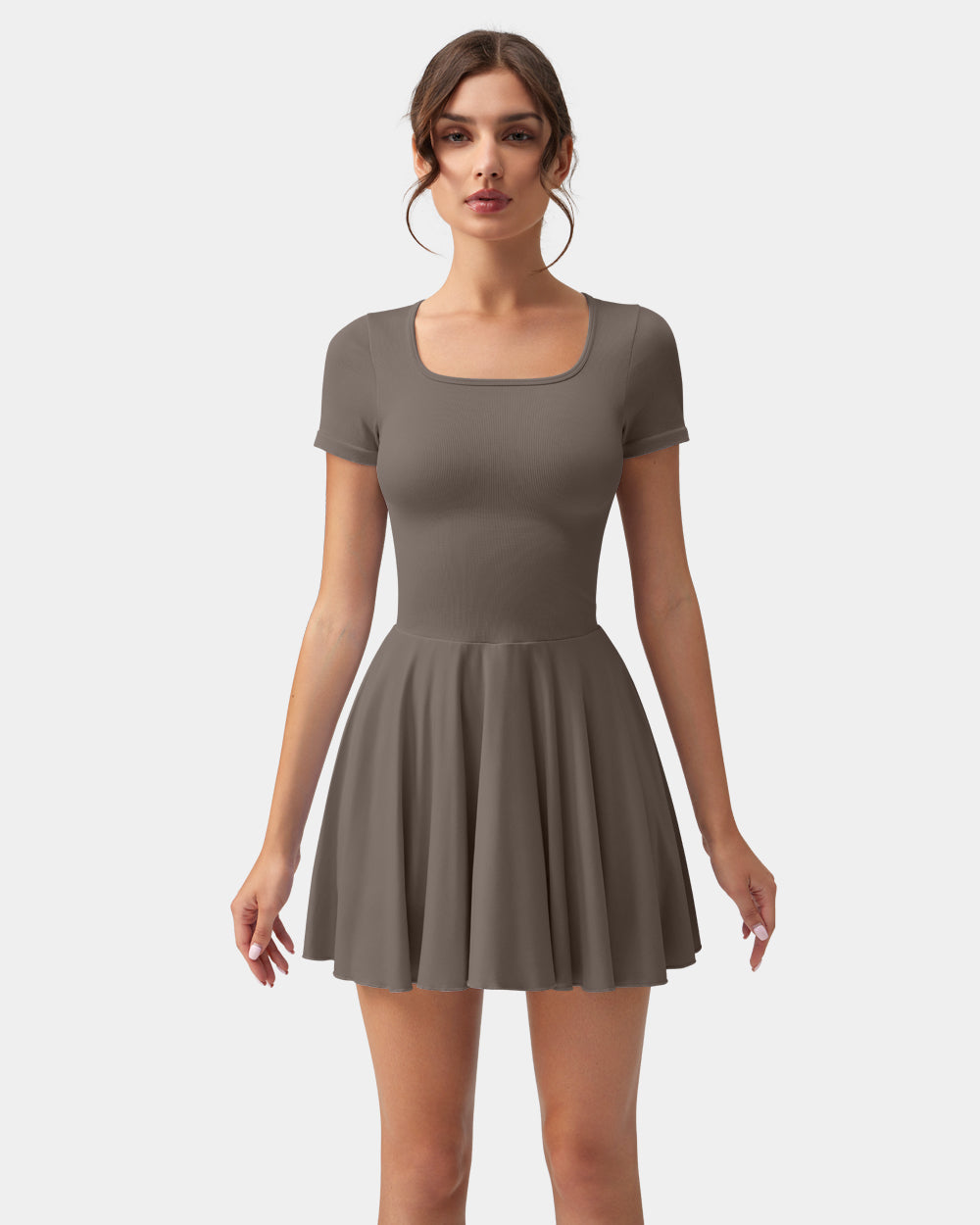 Ruffle Hem Short Sleeve with Shorts Dresses