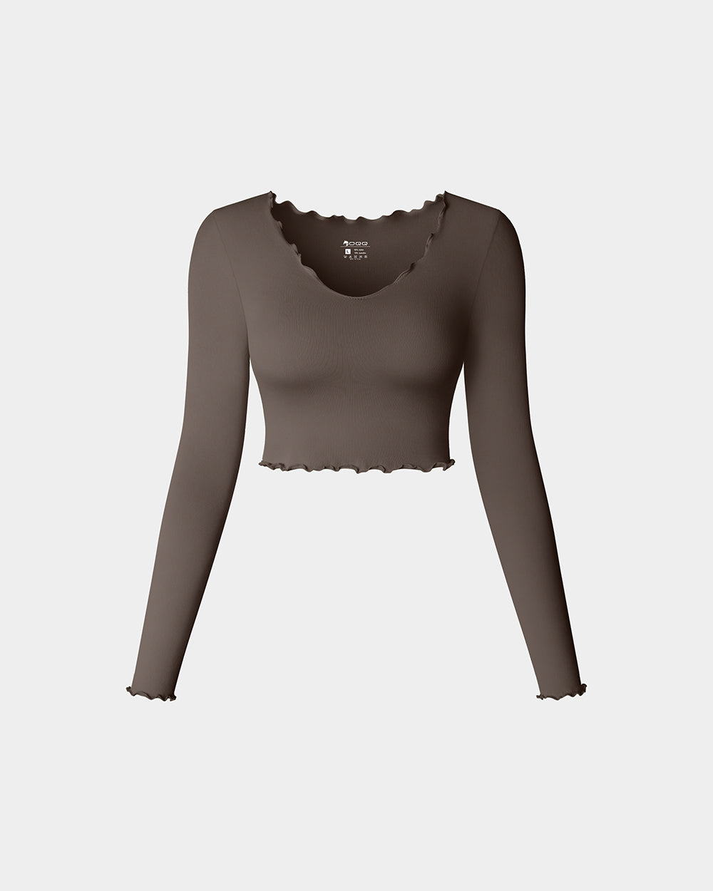 Long Sleeve V Neck Crop Tops Ruffled