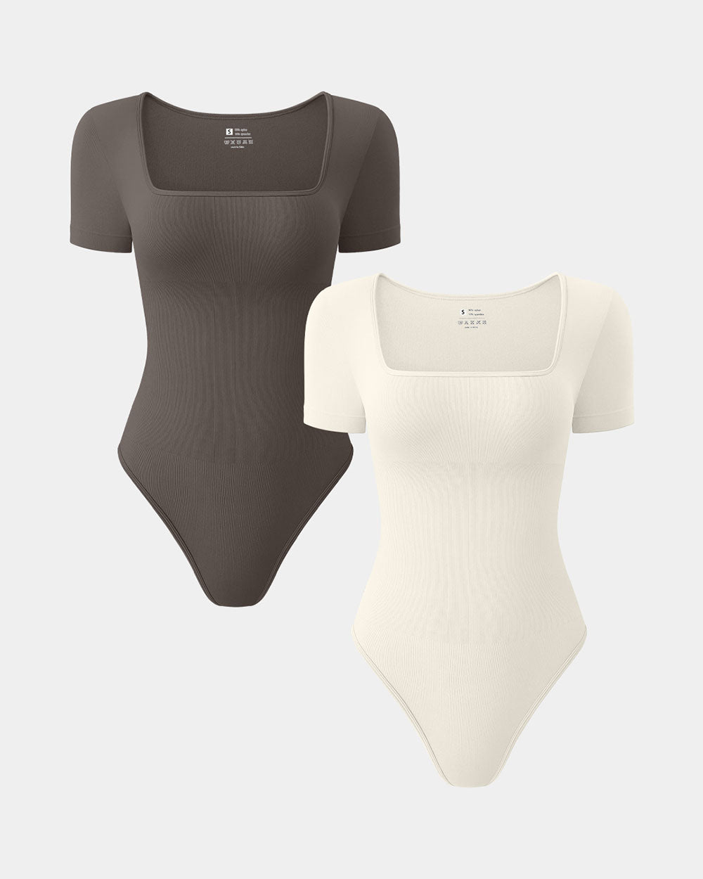 Ribbed Heart Neck Short Sleeve Bodysuits