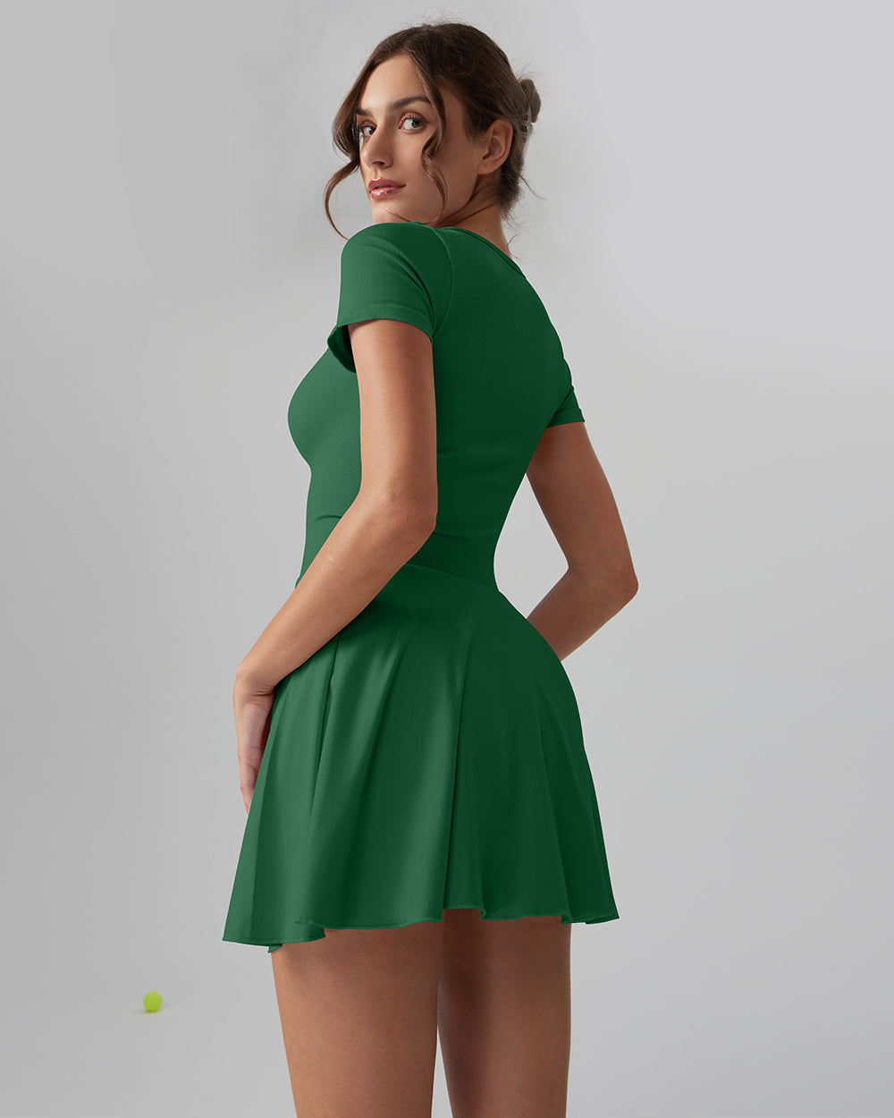 Ruffle Hem Short Sleeve with Shorts Dresses