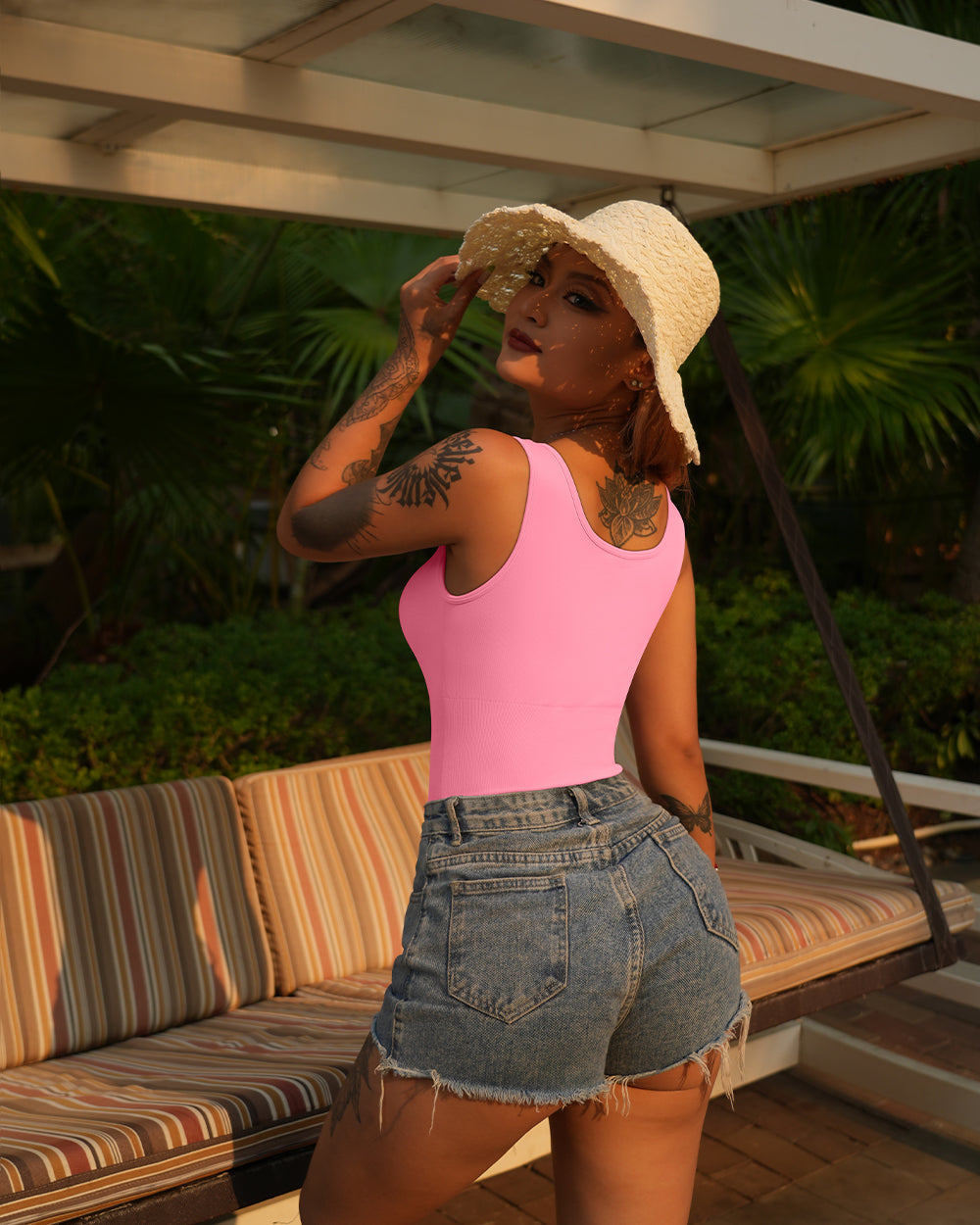 Round Neck Tank Tops Bodysuits