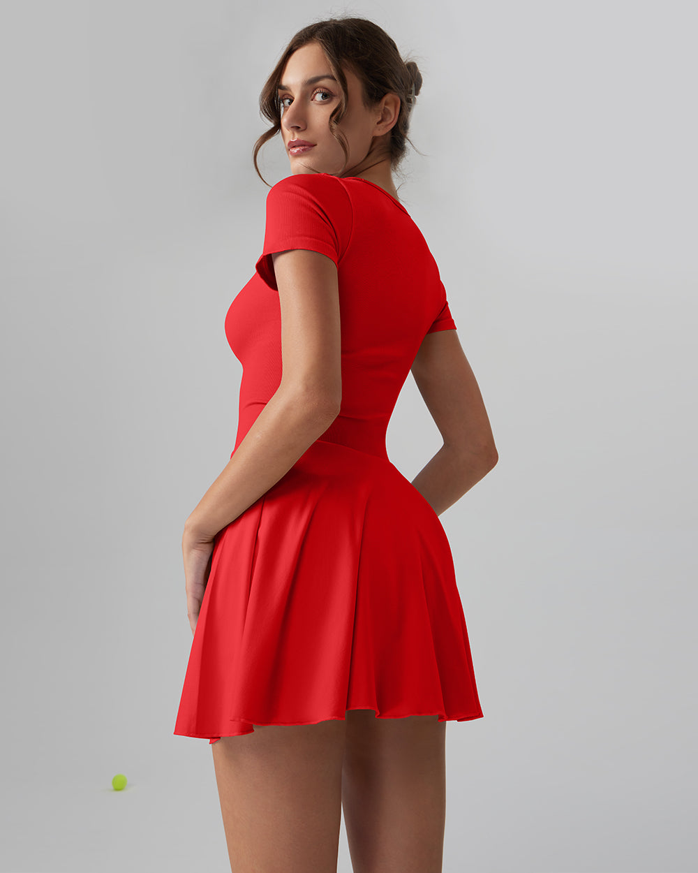 Ruffle Hem Short Sleeve with Shorts Dresses