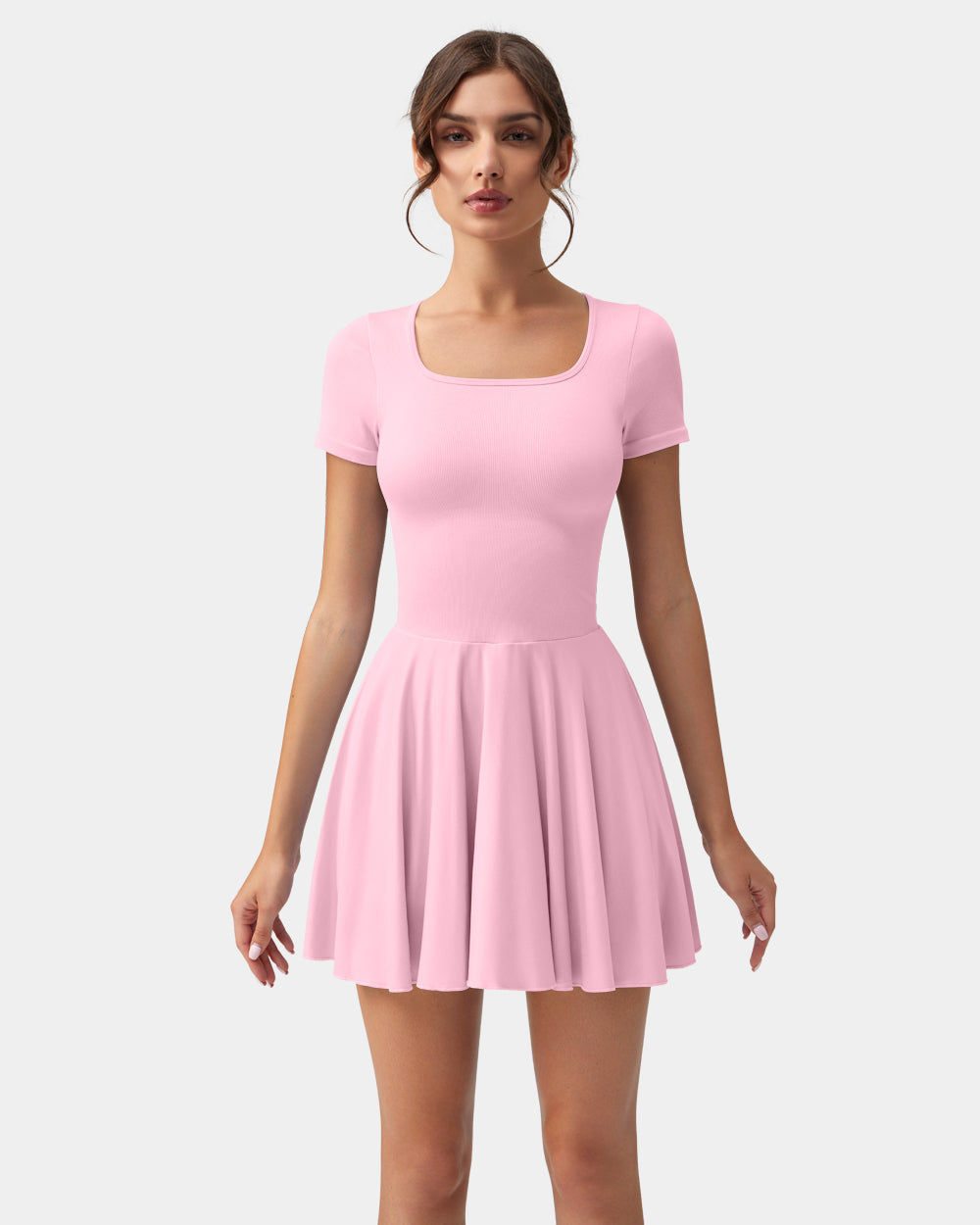 Ruffle Hem Short Sleeve with Shorts Dresses