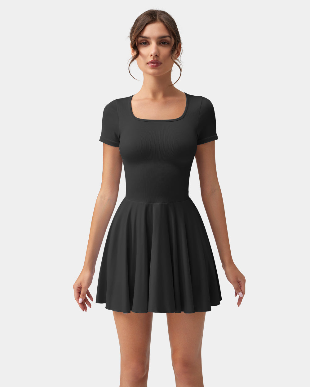 Ruffle Hem Short Sleeve with Shorts Dresses