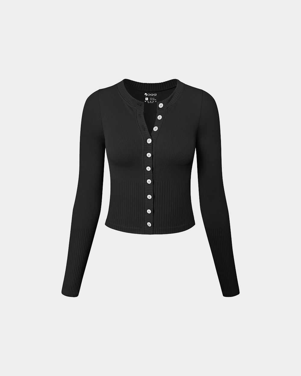 Crew Neck Button Knit Stretch Casual Fitted Tee Shirts