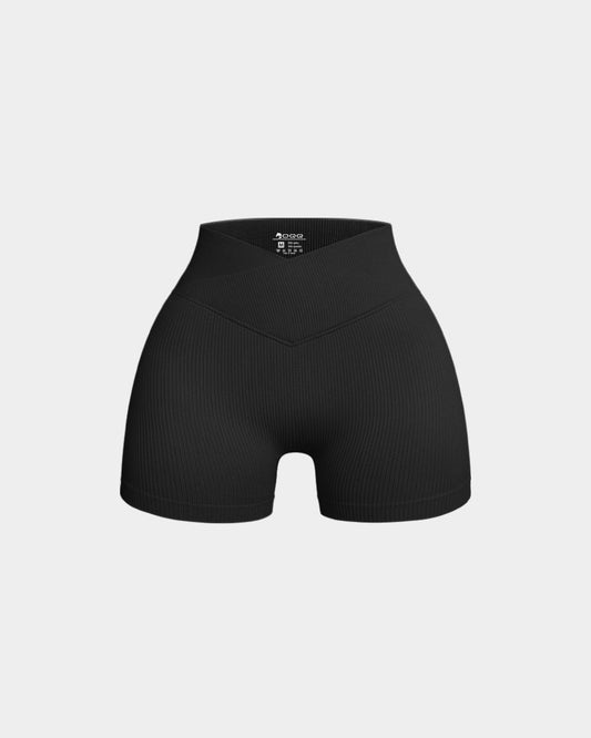 Ribbed Seamless High Waist Cross Over Athletic Shorts