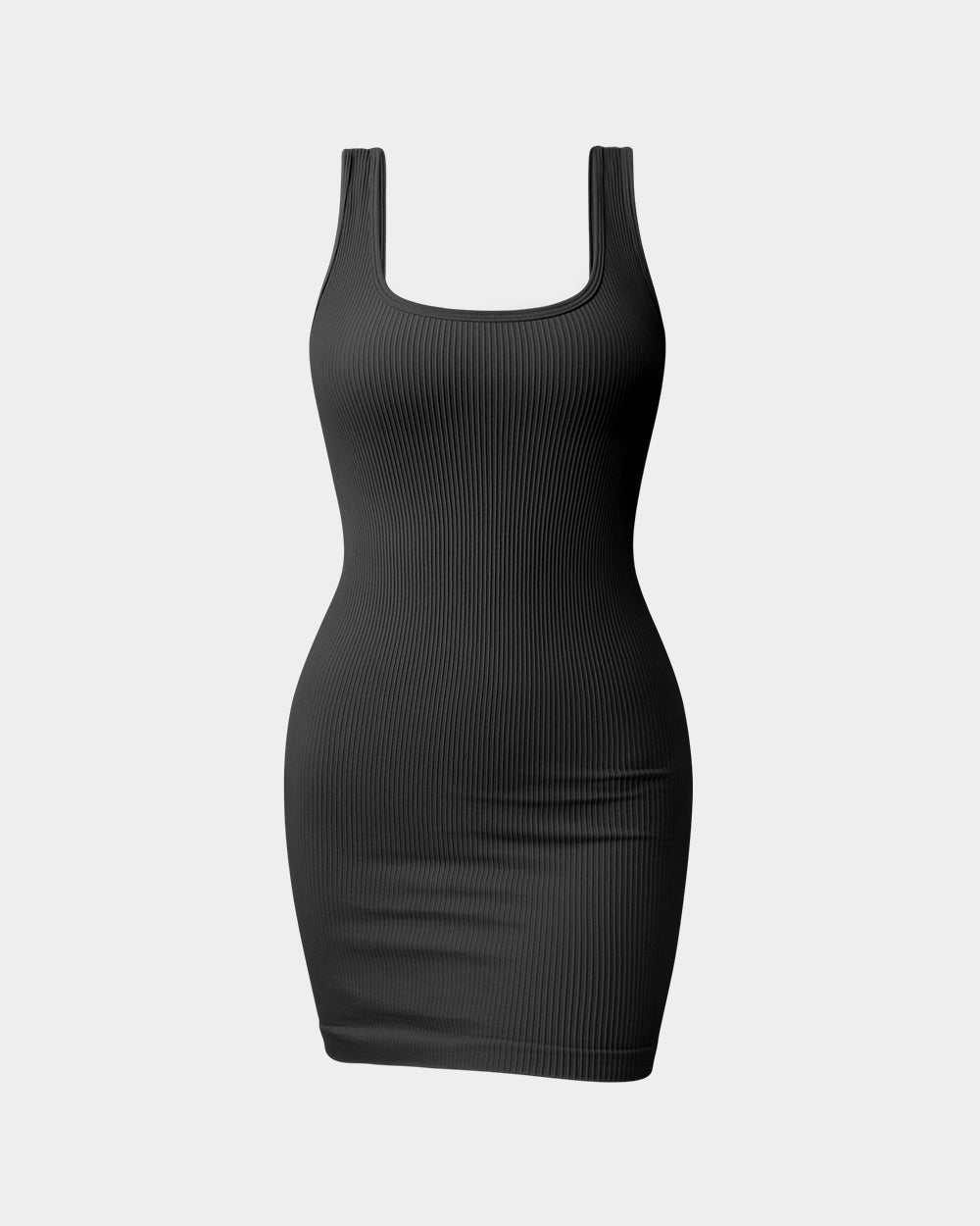 Ribbed Sleeveless Square Neck  Dress