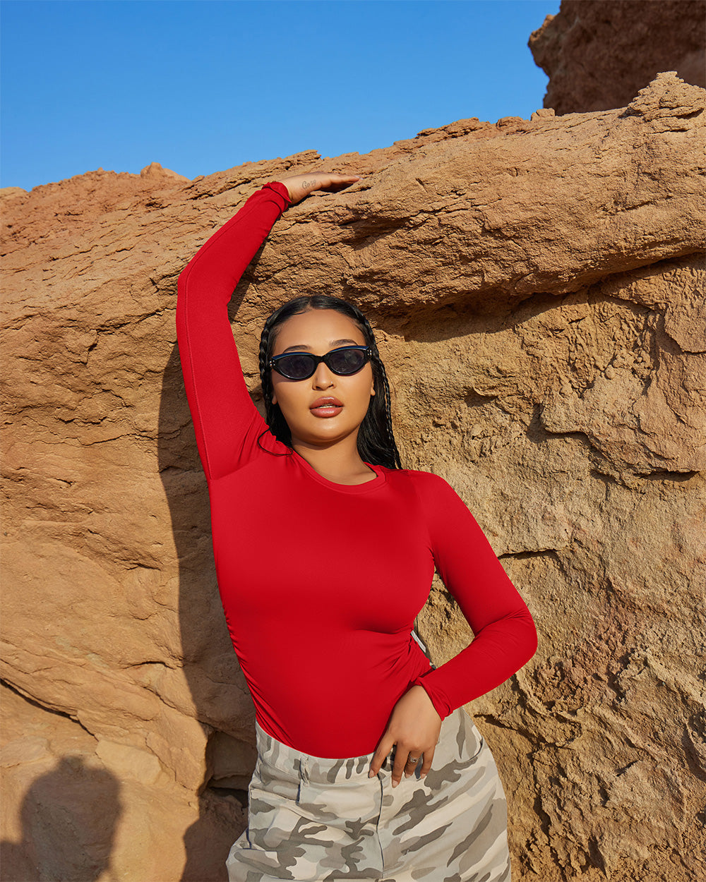 Crew Neck Long Sleeve Ruched Stretch Fitted Bodysuits