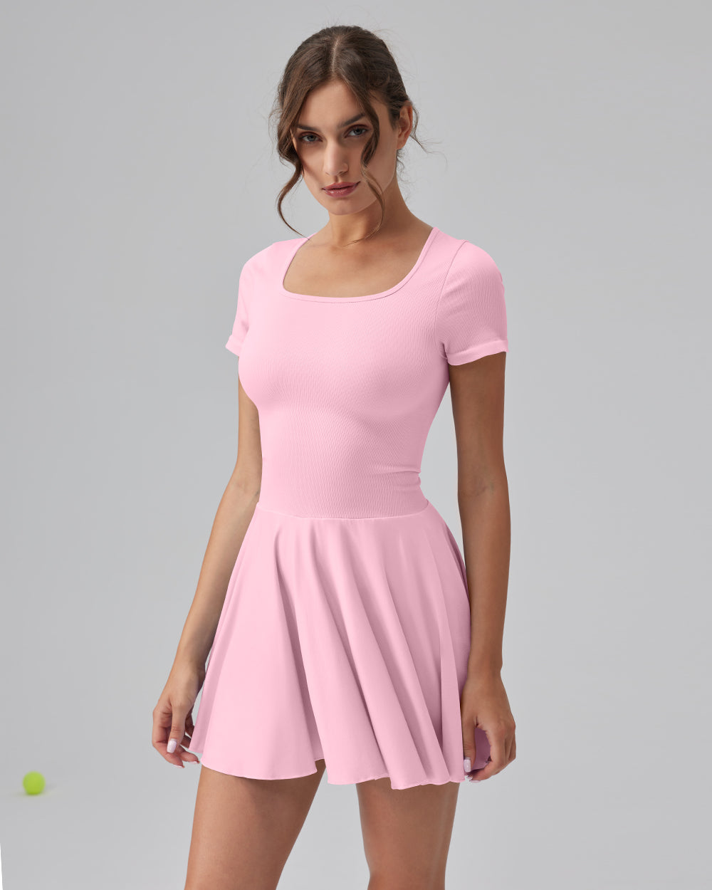 Ruffle Hem Short Sleeve with Shorts Dresses
