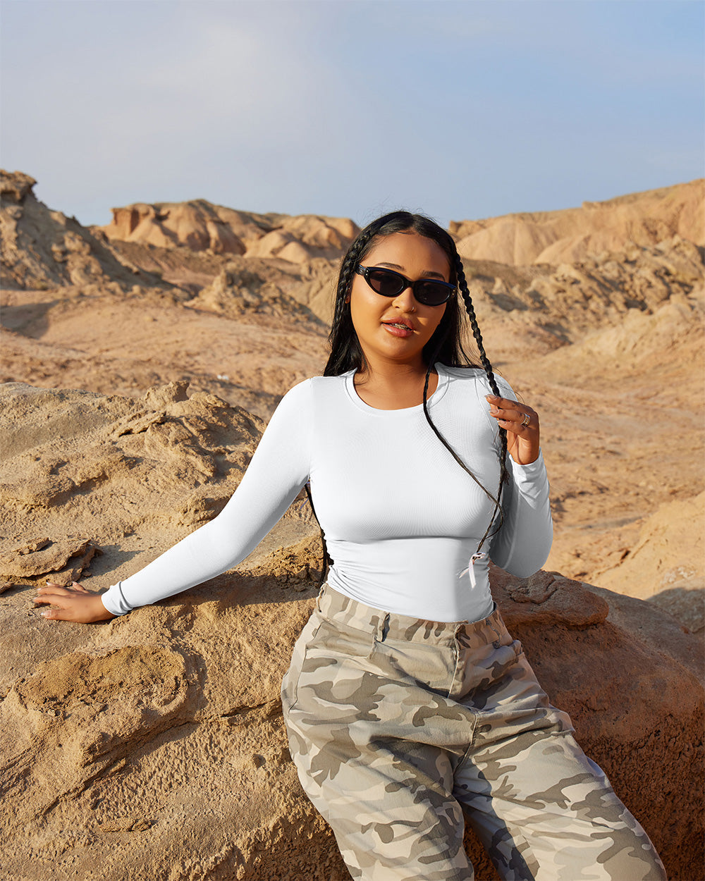 Crew Neck Long Sleeve Ruched Stretch Fitted Bodysuits