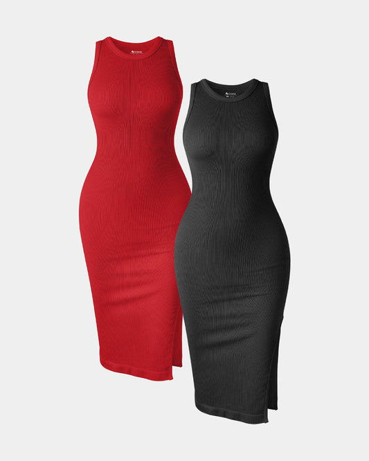 Halter Neck  Split Tank Dresses