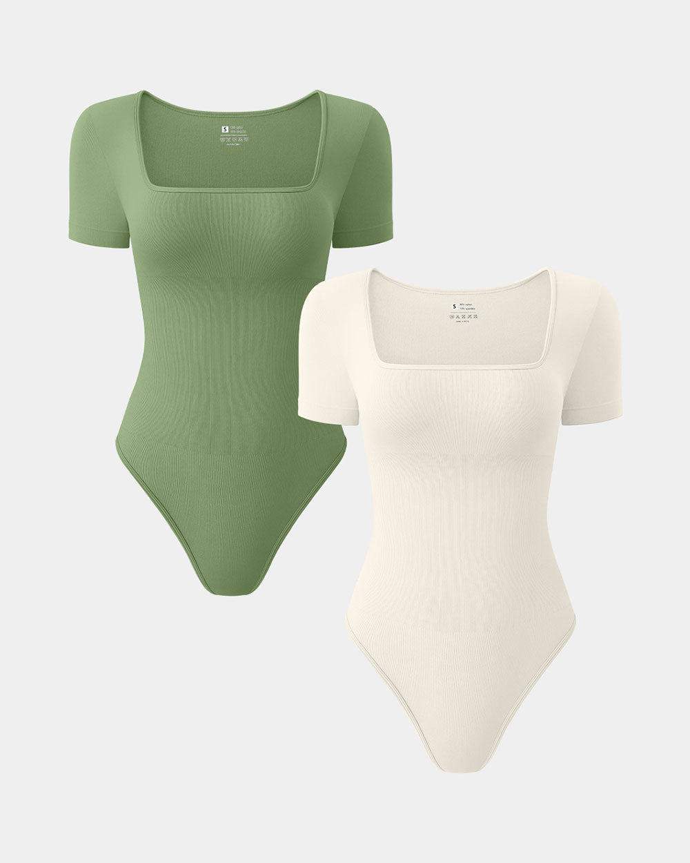 Ribbed Heart Neck Short Sleeve Bodysuits