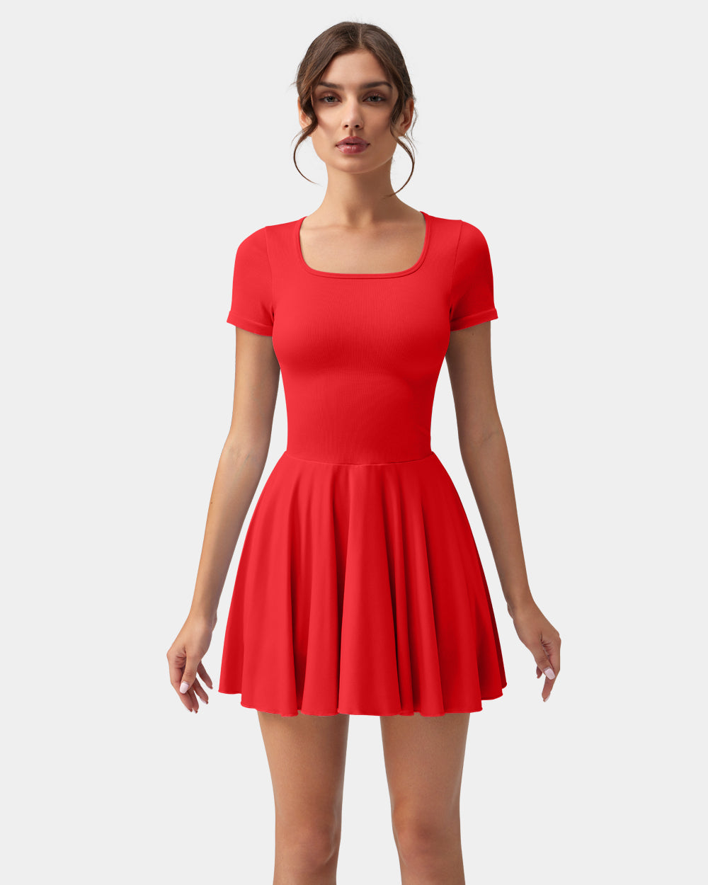 Ruffle Hem Short Sleeve with Shorts Dresses