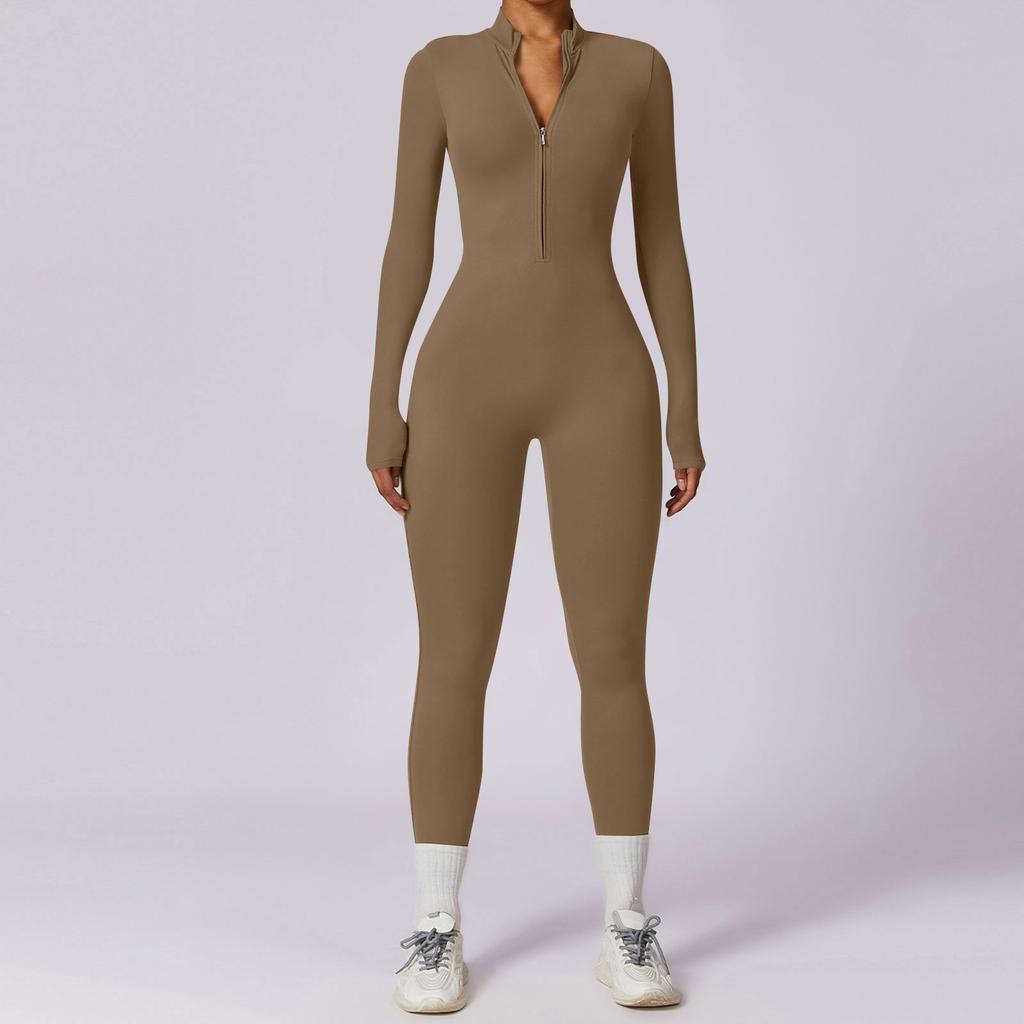 Aveline Thermal Jumpsuit – Long Sleeve Zip-Up One-Piece