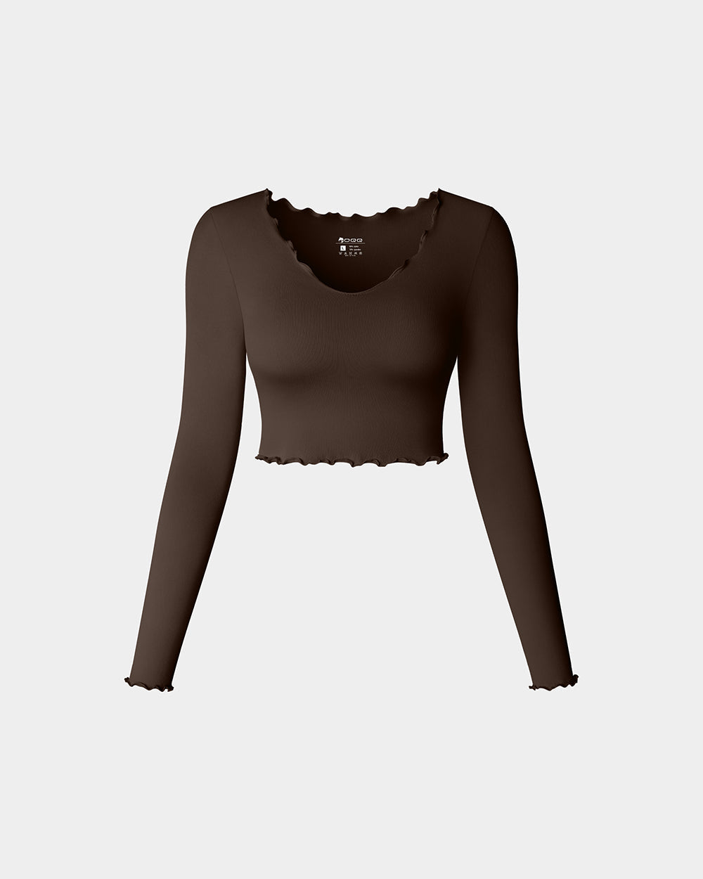 Long Sleeve V Neck Crop Tops Ruffled