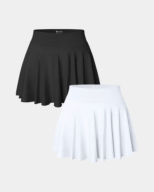 2 in 1 Basic Flared Mini Skirts
