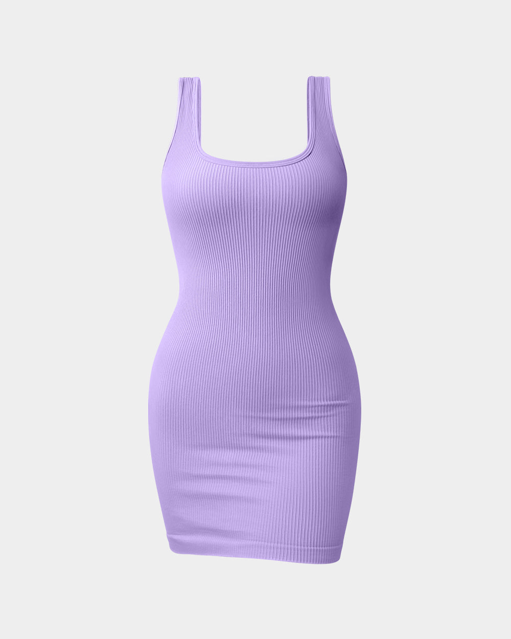 Ribbed Sleeveless Square Neck  Dress