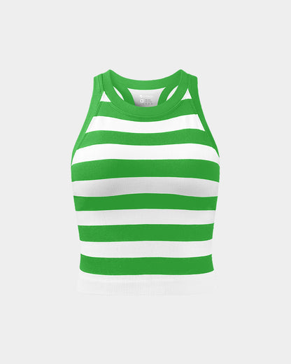 Crew Neck Striped Tank Tops