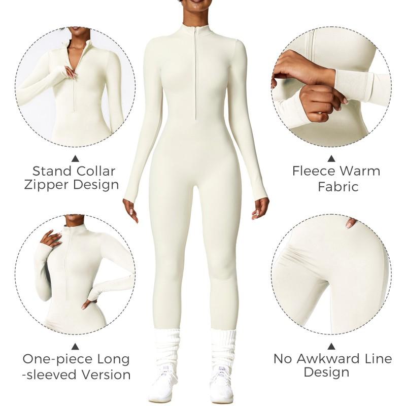 Aveline Thermal Jumpsuit – Long Sleeve Zip-Up One-Piece