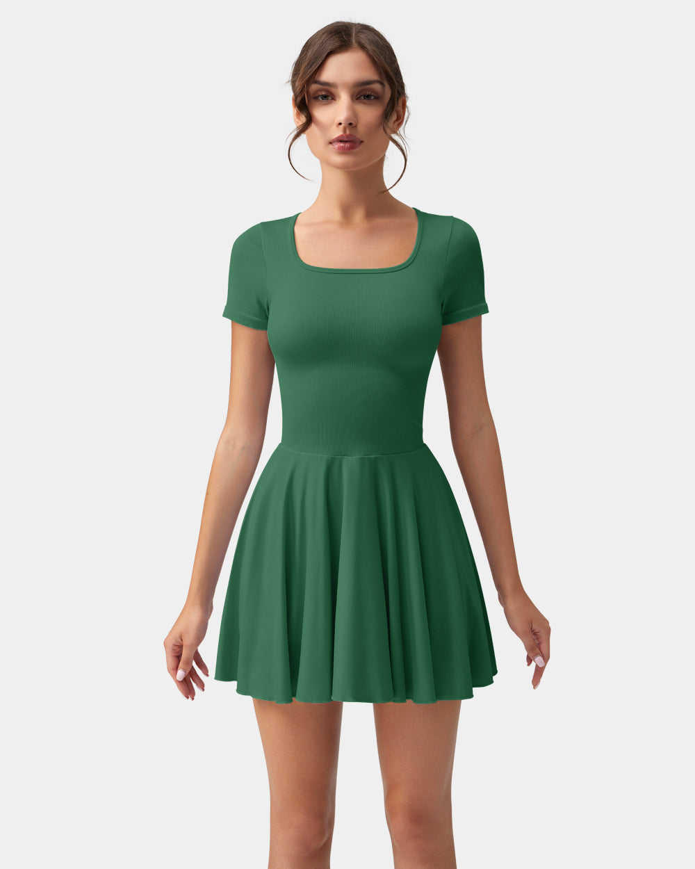 Ruffle Hem Short Sleeve with Shorts Dresses