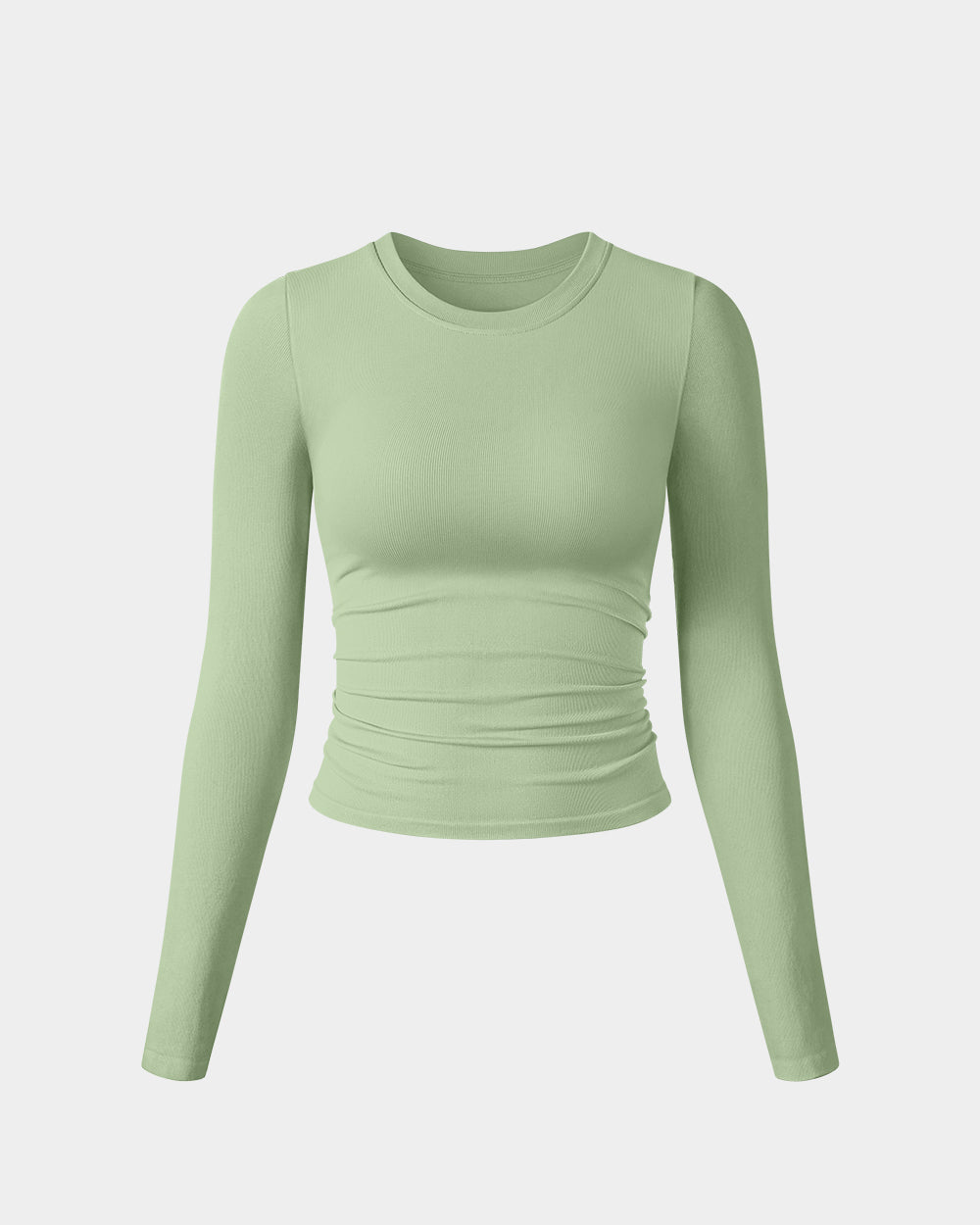 Crew Neck Ruched Stretch Fitted Tee Shirts Tops