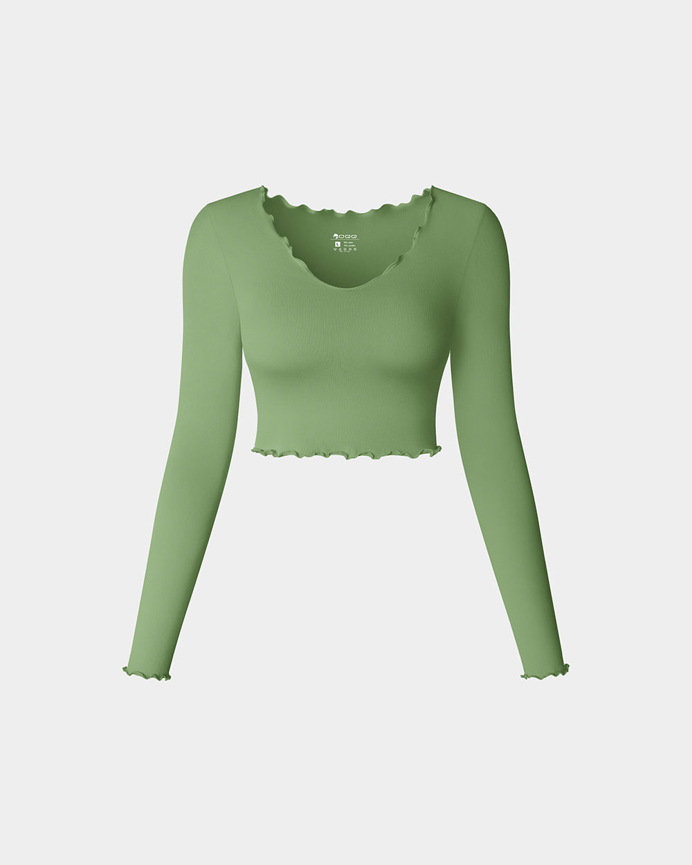 Long Sleeve V Neck Crop Tops Ruffled
