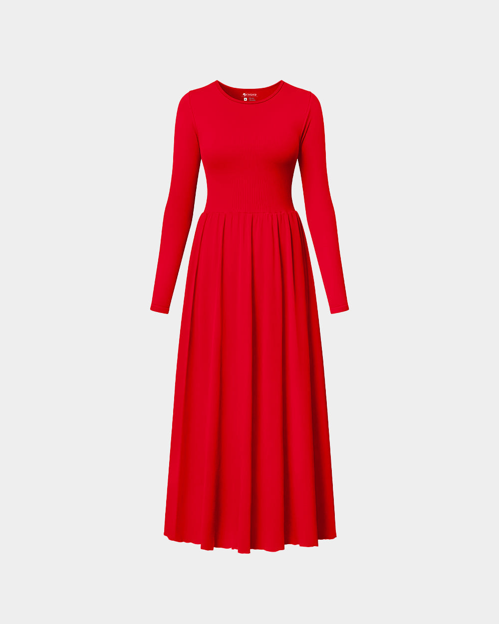 Long Sleeve Ribbed Crew Neck Casual Long Dresses