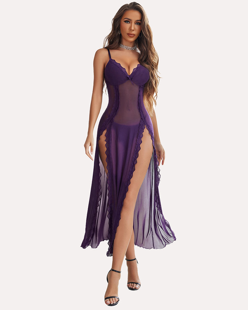 MidnightBloom™ Mesh Split Nightgown