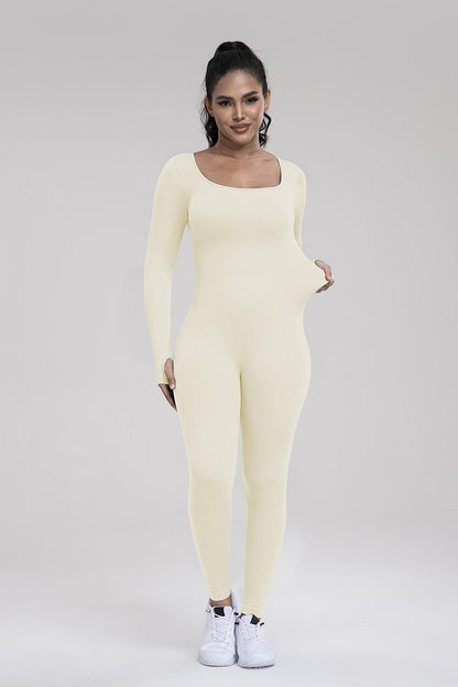 Athletic Seamless U Neck Long Sleeve Shaping Jumpsuit