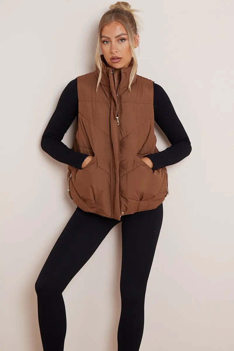 Chic Stand Collar Sleeveless Zip-Up Gilet
