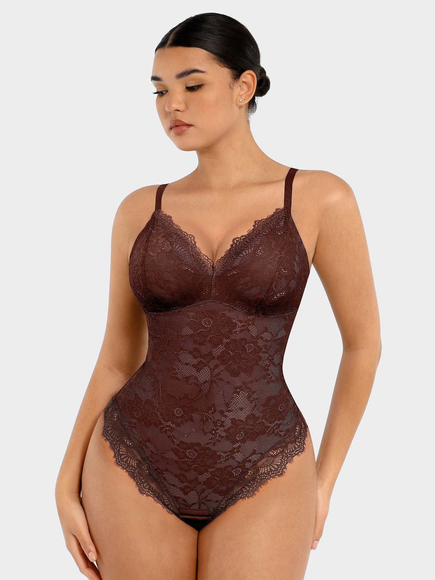 Lace V Neck Full Bodysuit Underwear