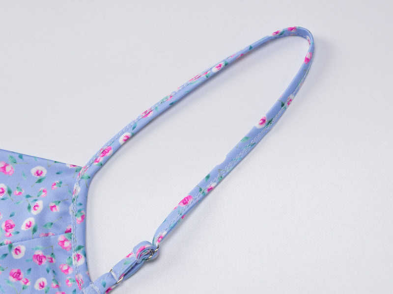 Elegant Floral Print Spaghetti Strap Backless Maxi Dress