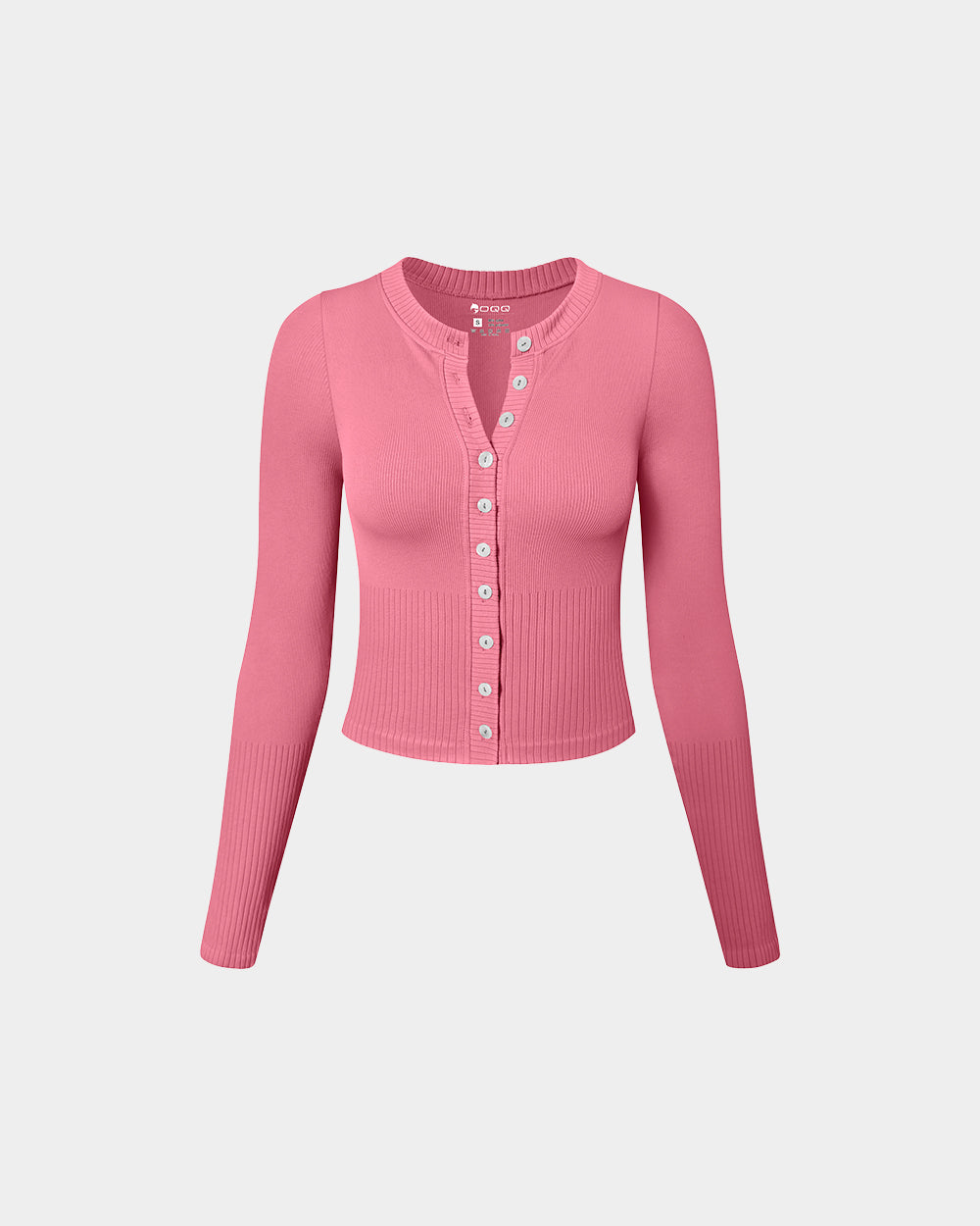 Crew Neck Button Knit Stretch Casual Fitted Tee Shirts