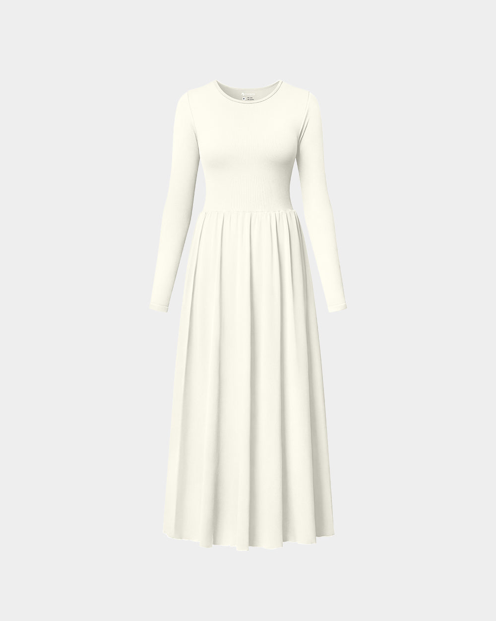 Long Sleeve Ribbed Crew Neck Casual Long Dresses