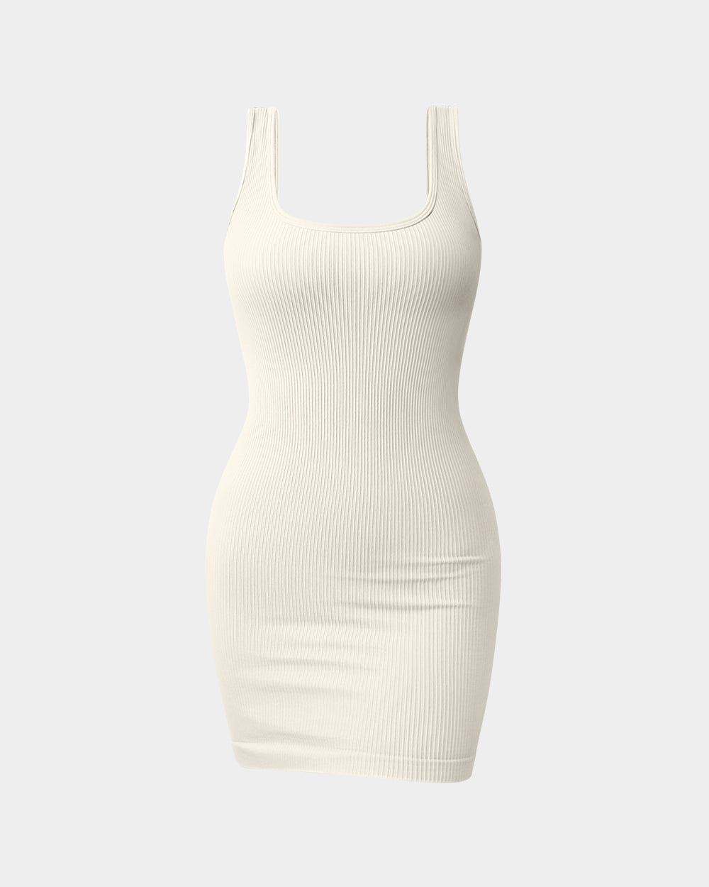 Ribbed Sleeveless Square Neck  Dress