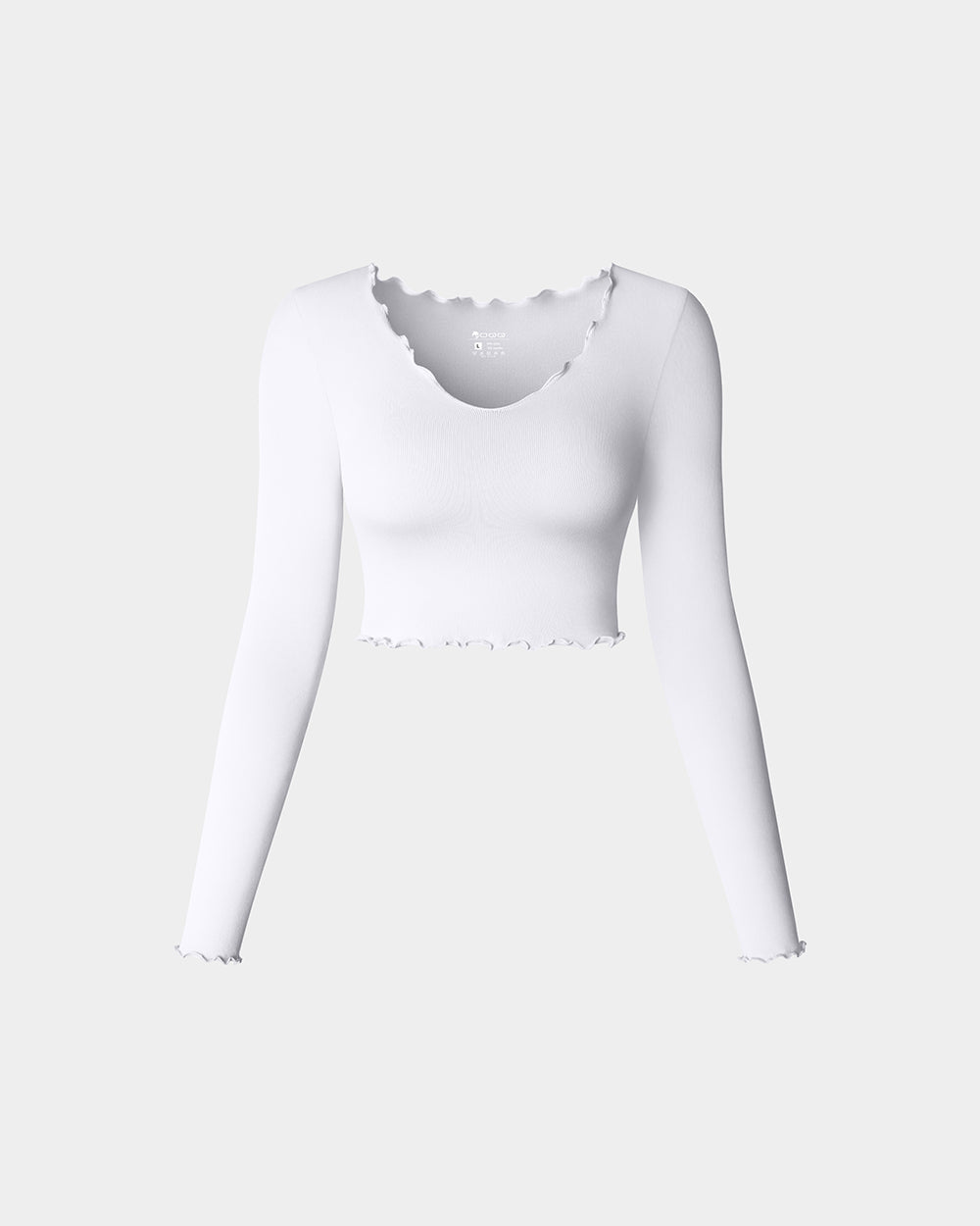 Long Sleeve V Neck Crop Tops Ruffled