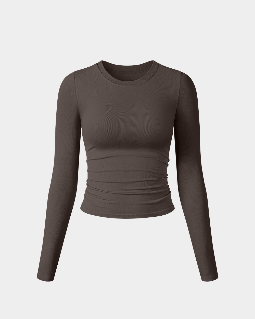 Crew Neck Ruched Stretch Fitted Tee Shirts Tops