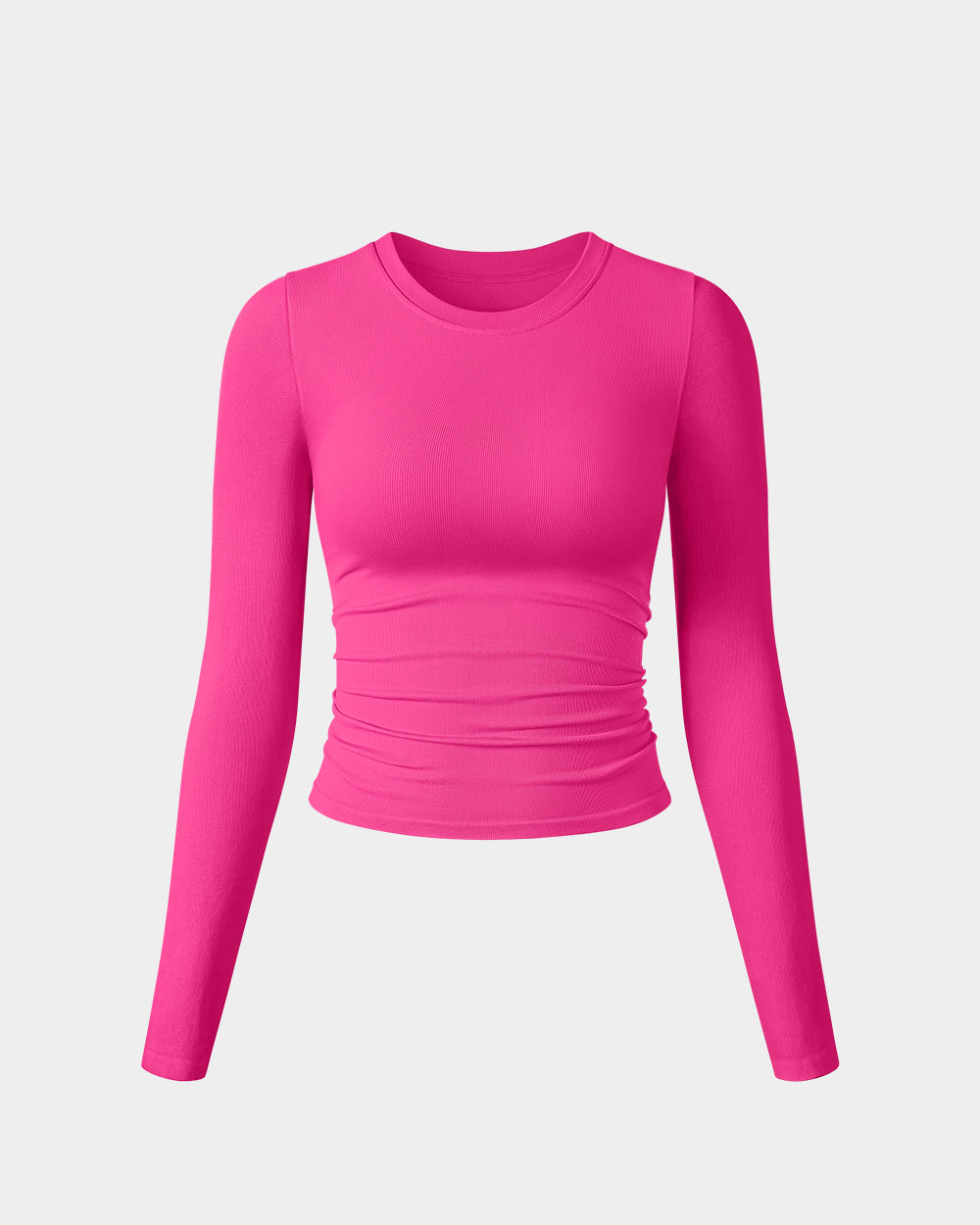 Crew Neck Ruched Stretch Fitted Tee Shirts Tops