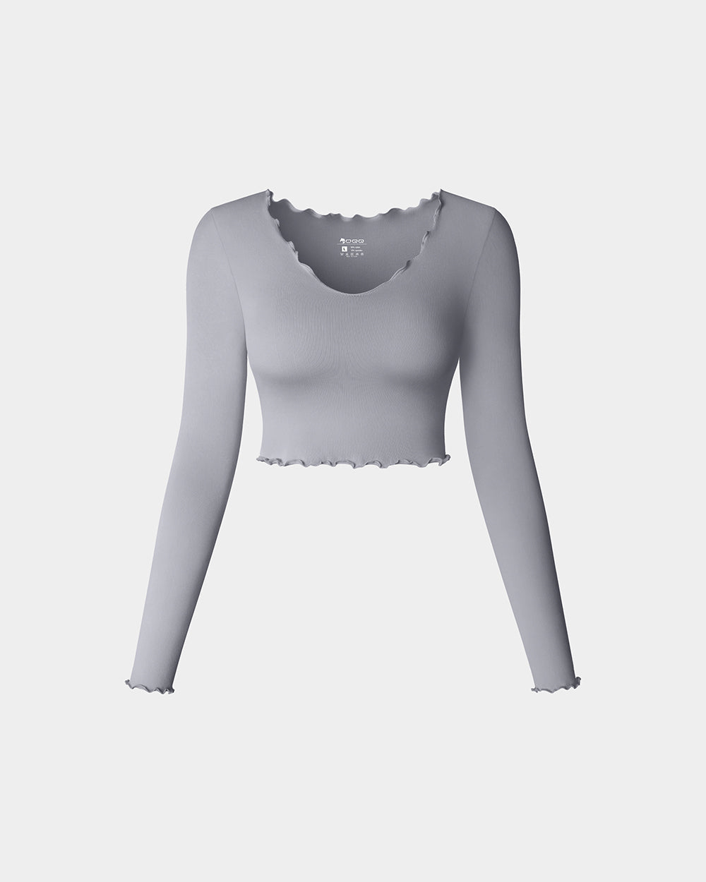 Long Sleeve V Neck Crop Tops Ruffled